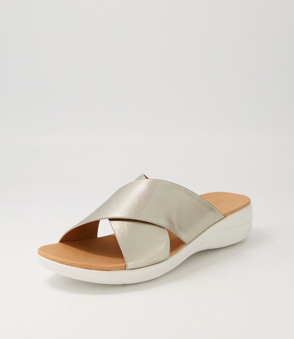Mirror Platinum Leather Slides WS