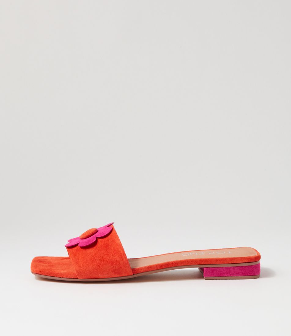 Kossi Orange Fuchsia Suede Slides