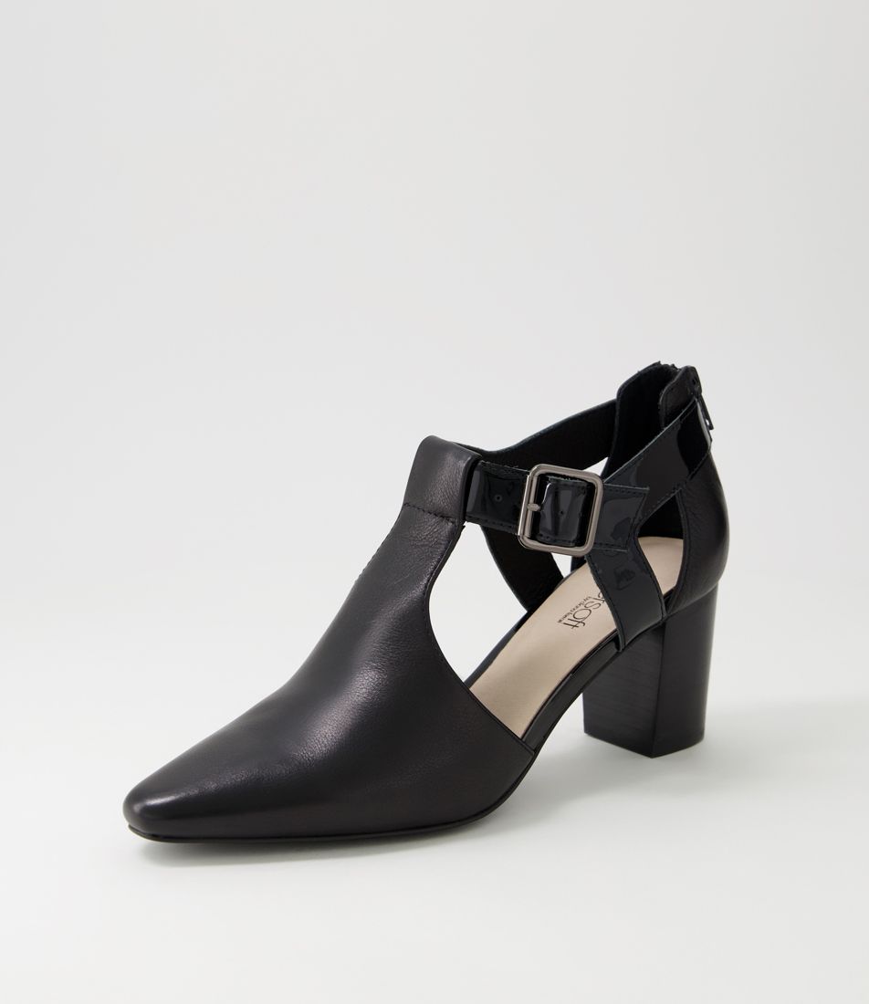 Narrinas Black Leather Patent Heels