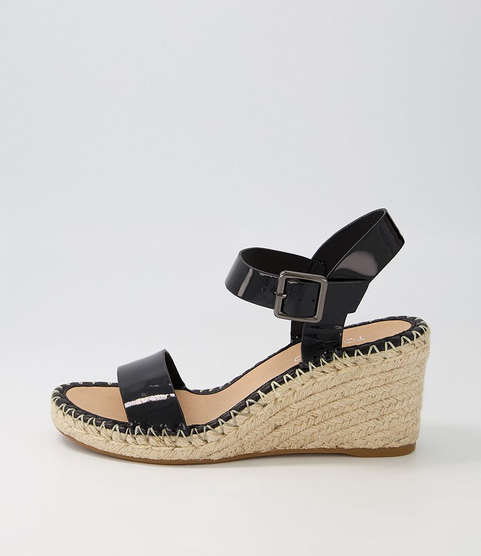 Grogor Black Patent Leather Sandals