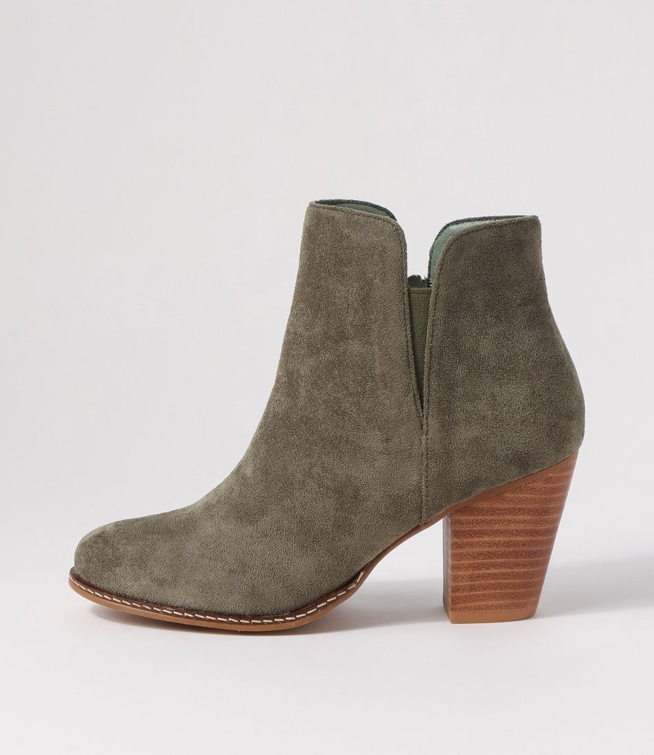 Cady Khaki Microsuede Ankle Boots