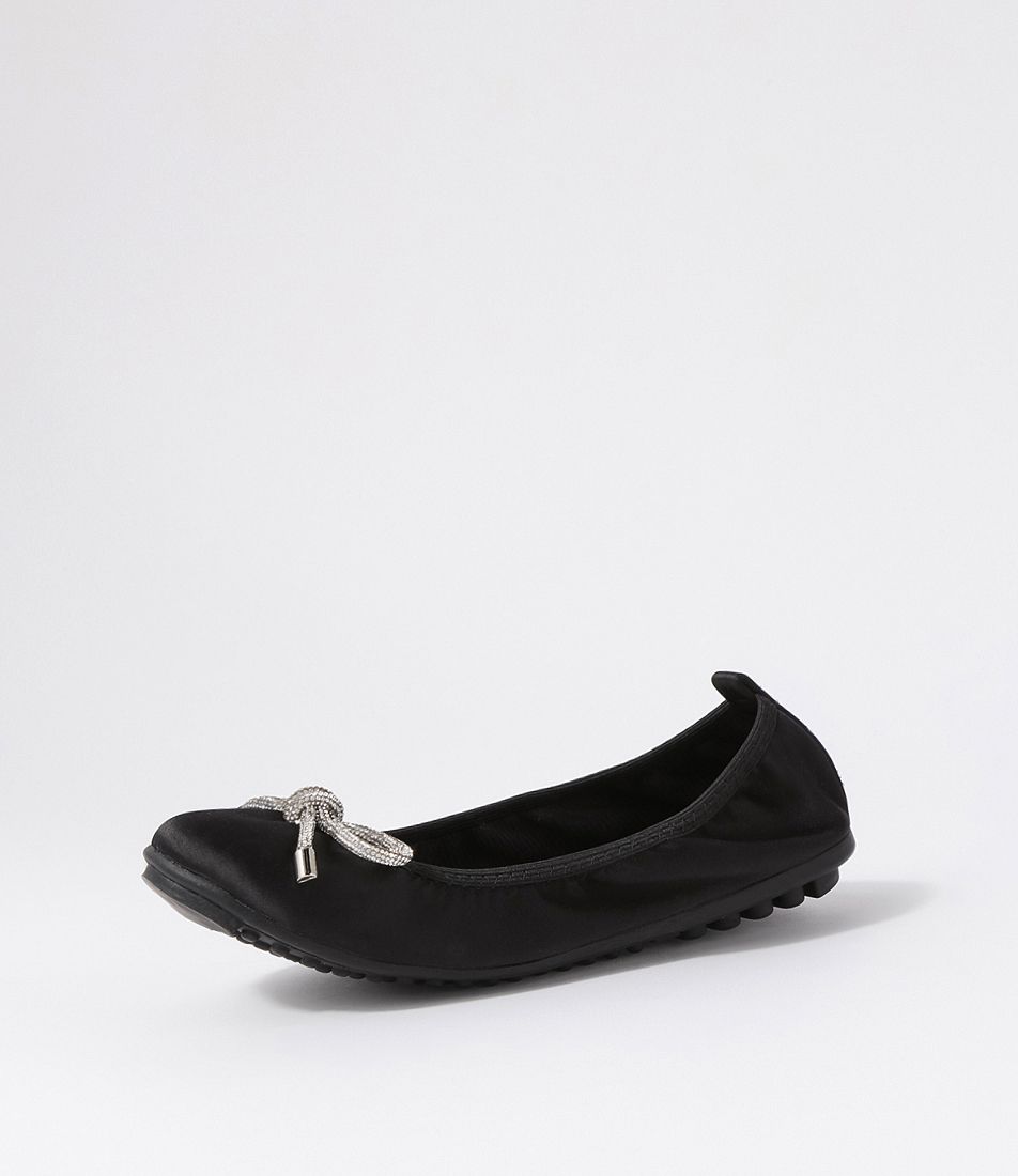 Caulder Black Satin Ballet Flats
