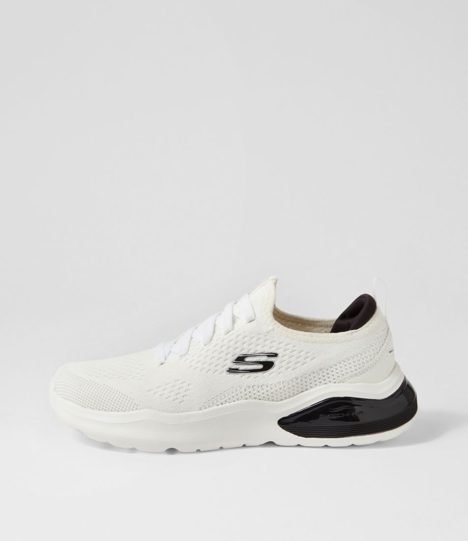 Air Cushioning White Black Knit Sneakers