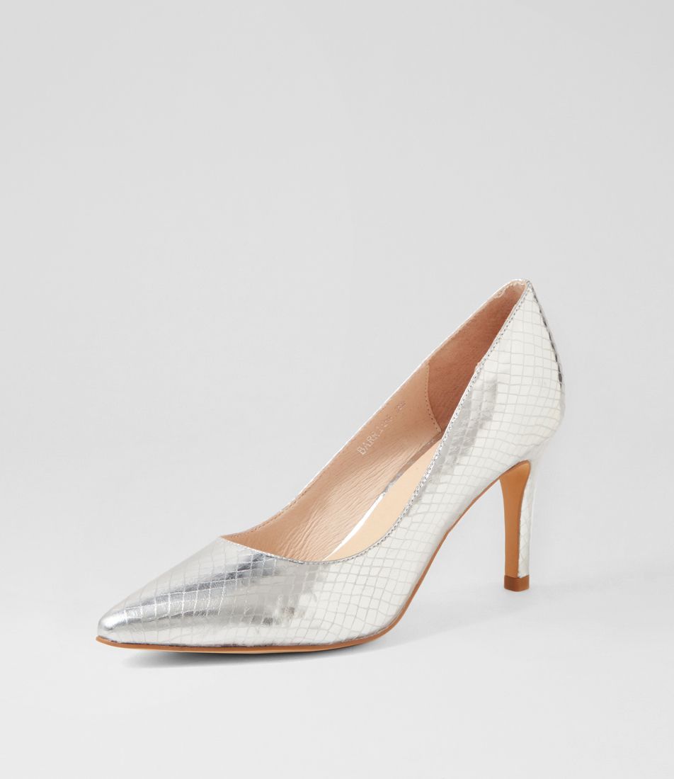 Barrios Silver Mirror Leather Pump Heels