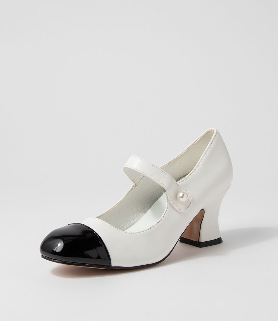 Yolik Black Bone Patent Pu Mary Jane Heels