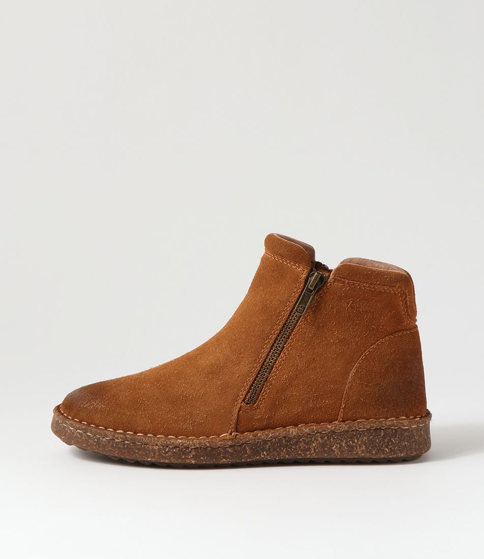 Deeka Tan Suede Ankle Boots
