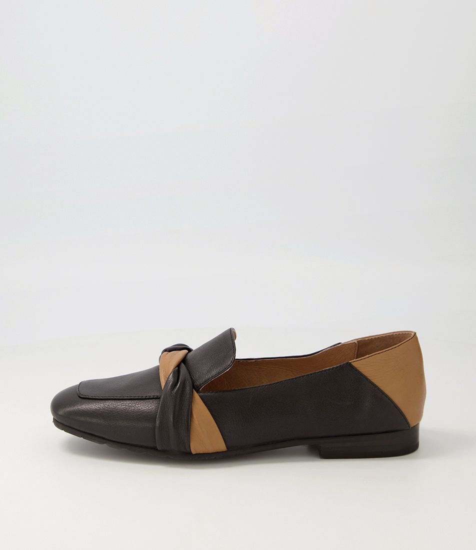 Majorca Black Dark Tan Leather Loafers