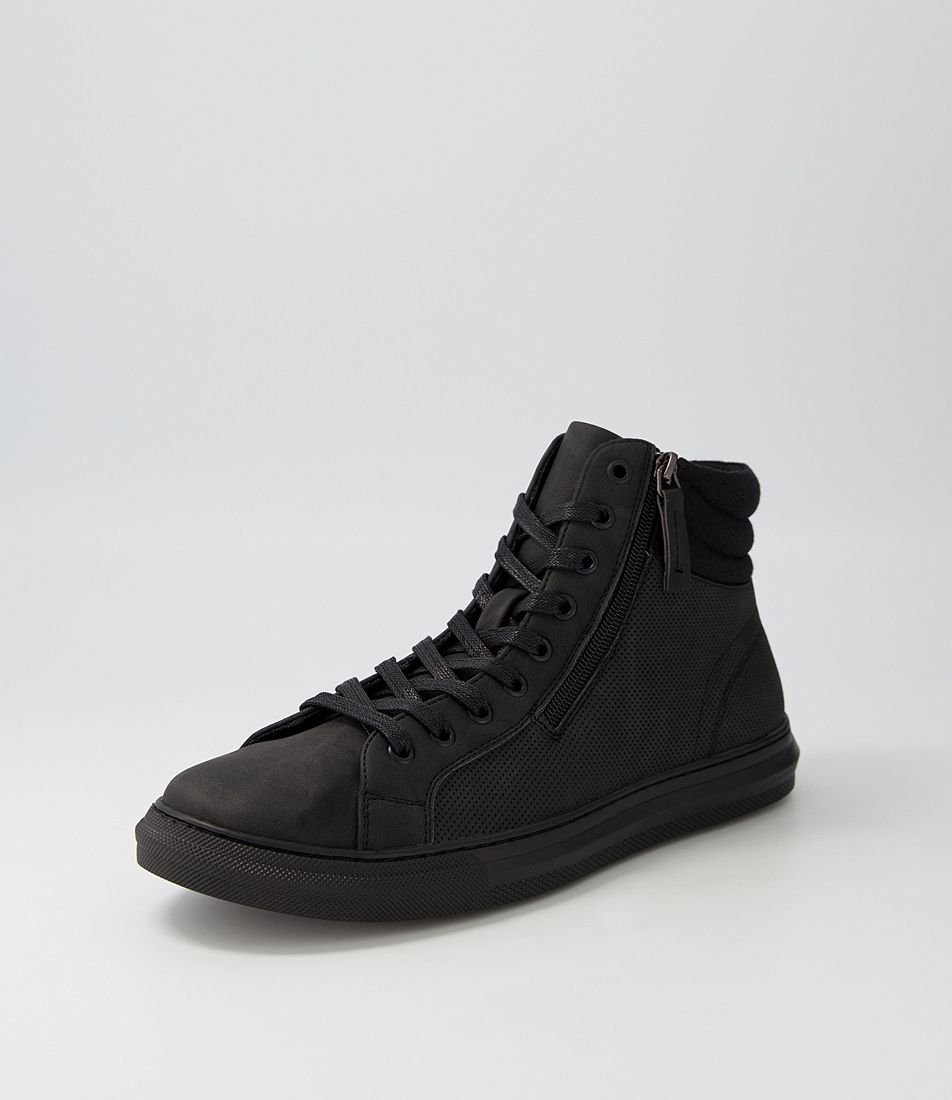 Kelly Black Nubuck Pu Lace Up Boots