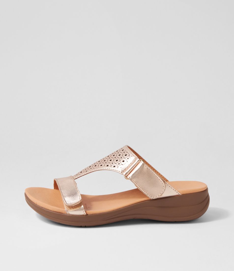 Mositly Rose Gold Leather Slides