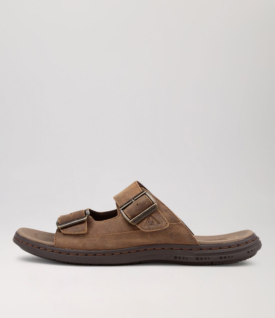 Dux Tobacco Crazyhorse Leather Slides