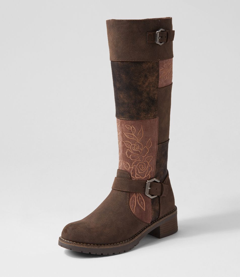 Callage Brown Mix Knee High Boots