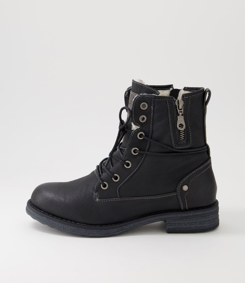 Miskeen Black Lace Up Boots