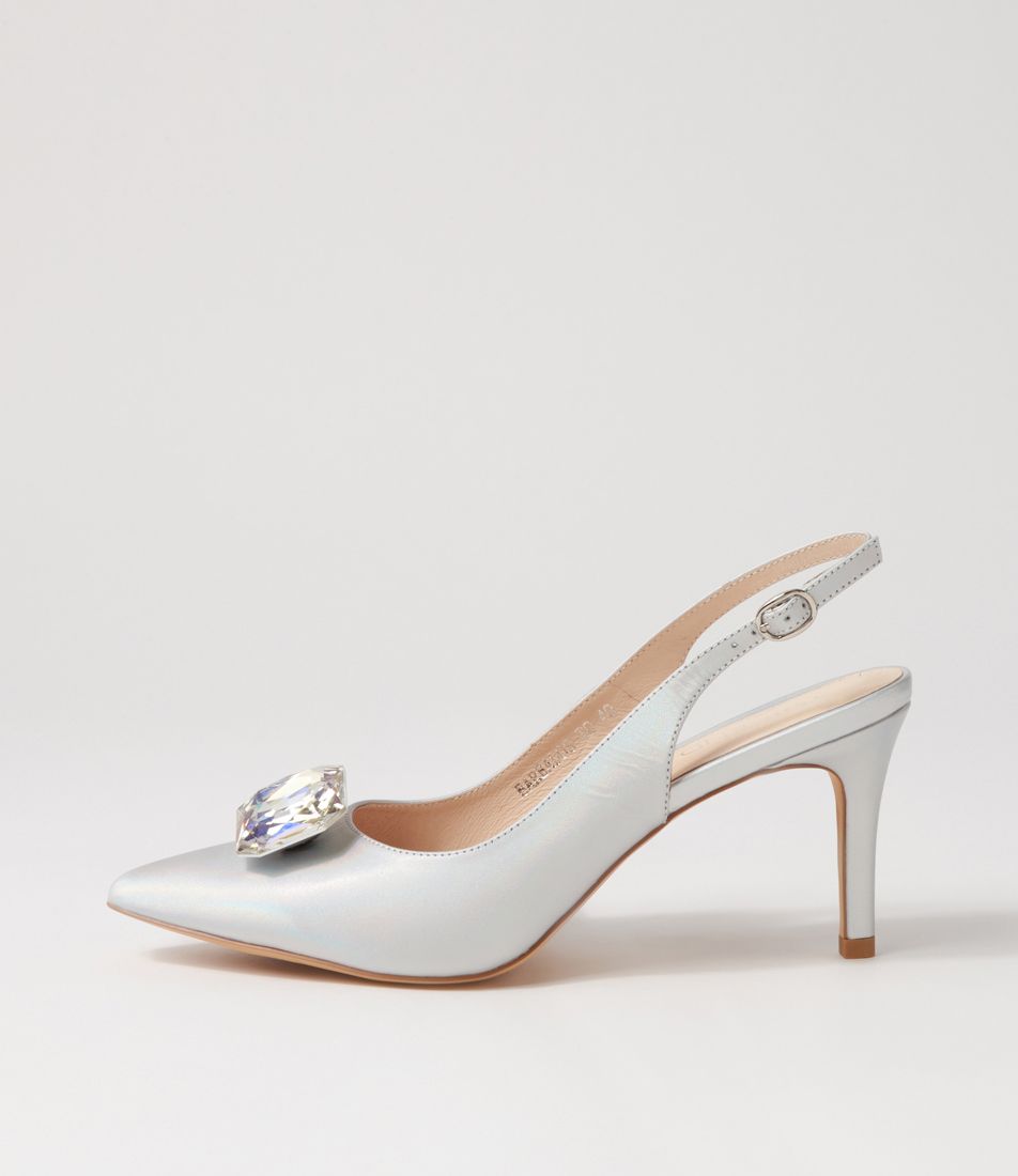 Barbados Silver Rainbow Leather Jewels Heels