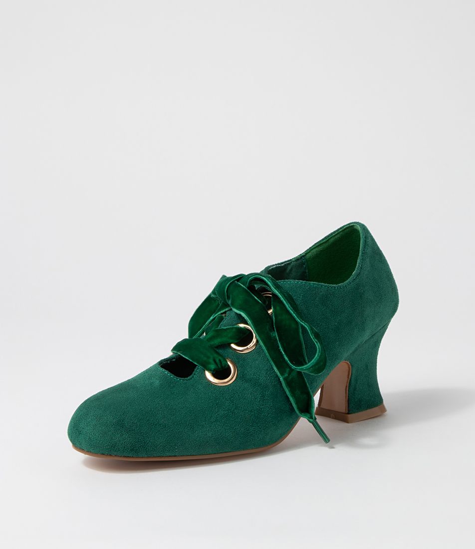 Yalanda Emerald Microsuede Heels