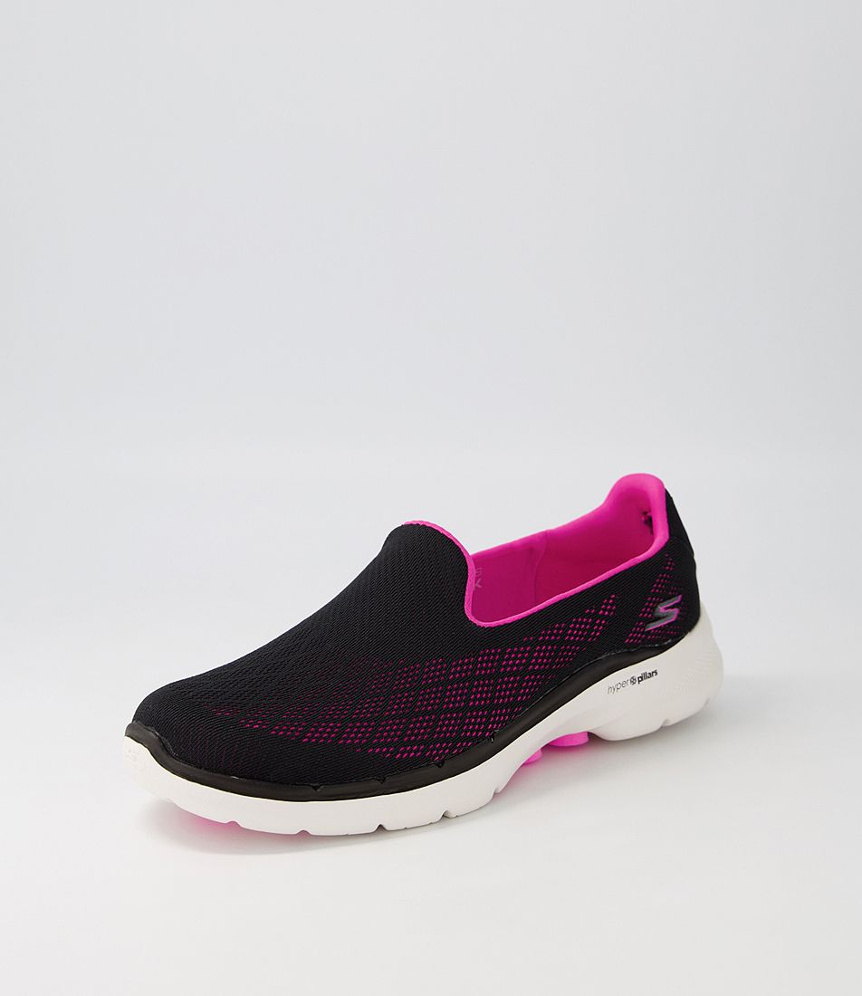 Go Walk 6 Black Hot Pink Sneakers