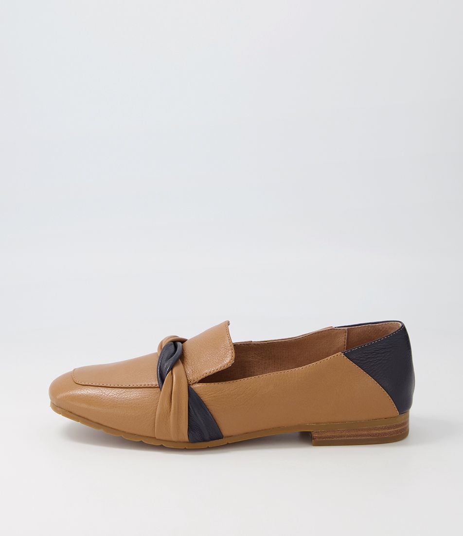 Majorca Dark Tan Navy Leather Loafers
