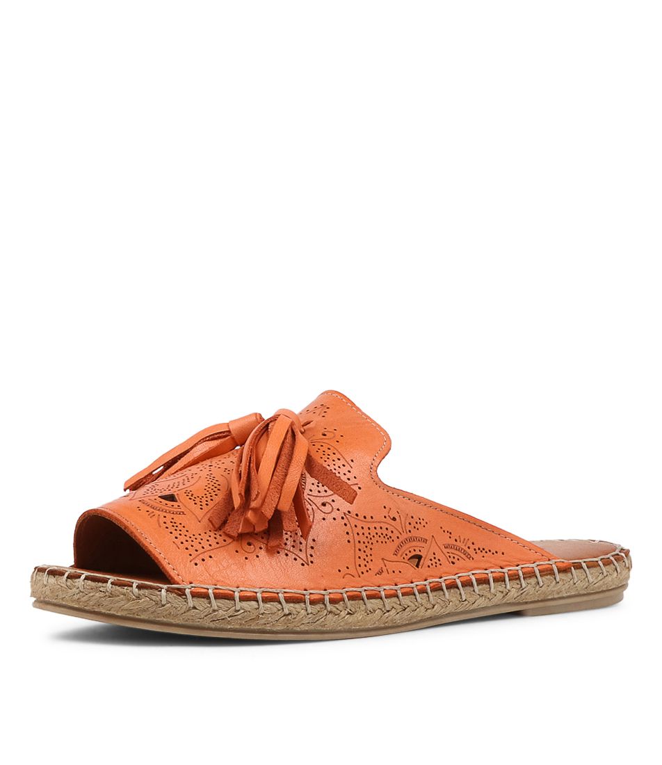 Porla Orange Leather Sandals