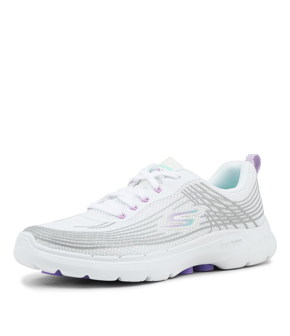 Go Walk 6 White Multi Mesh Sneakers