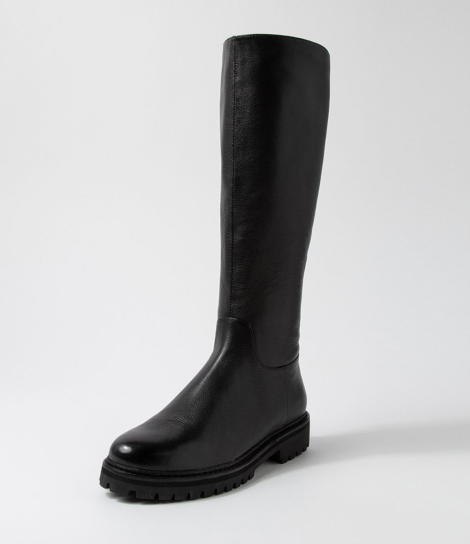 Melbs Black Leather Knee High Boots