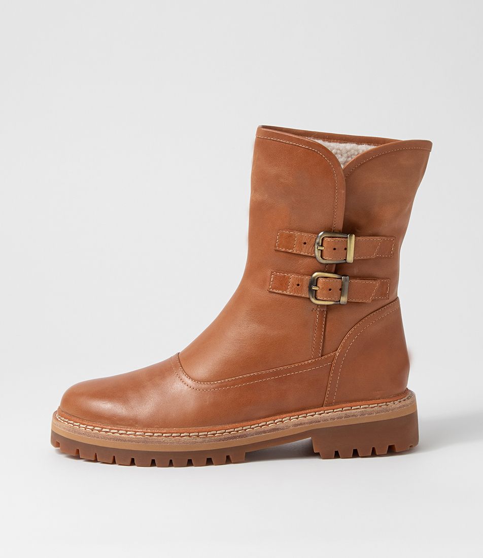 Mention Dark Tan Leather Ankle Boots