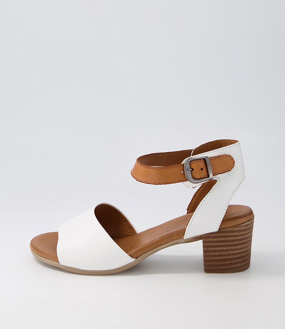 Evvae White-Tan Leather Sandals