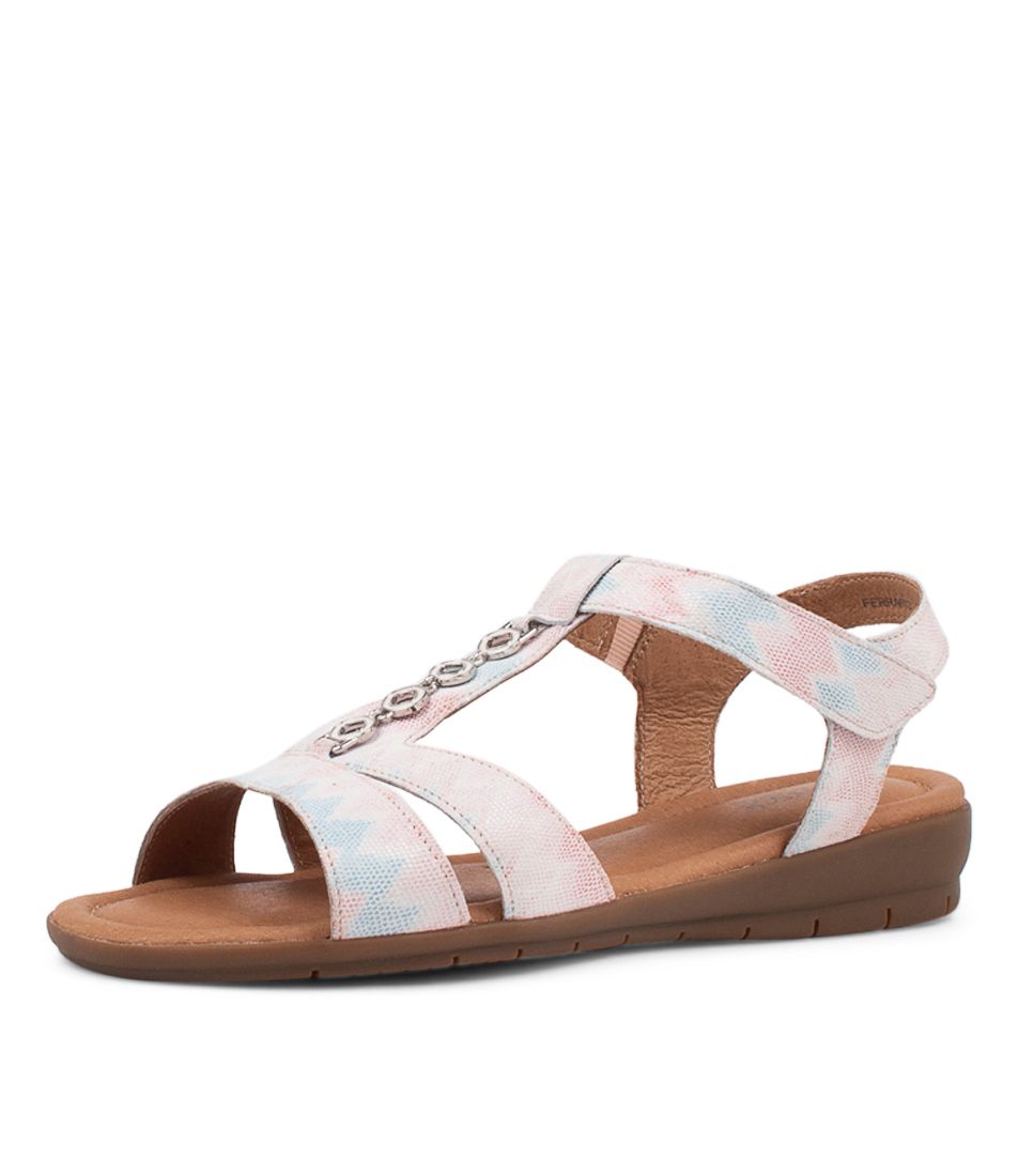 Ferraro Blush Lizard Print Suede Sandals