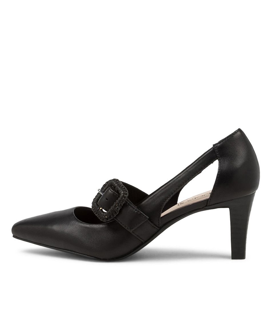 Mentonia2 Black Leather Pump Heels