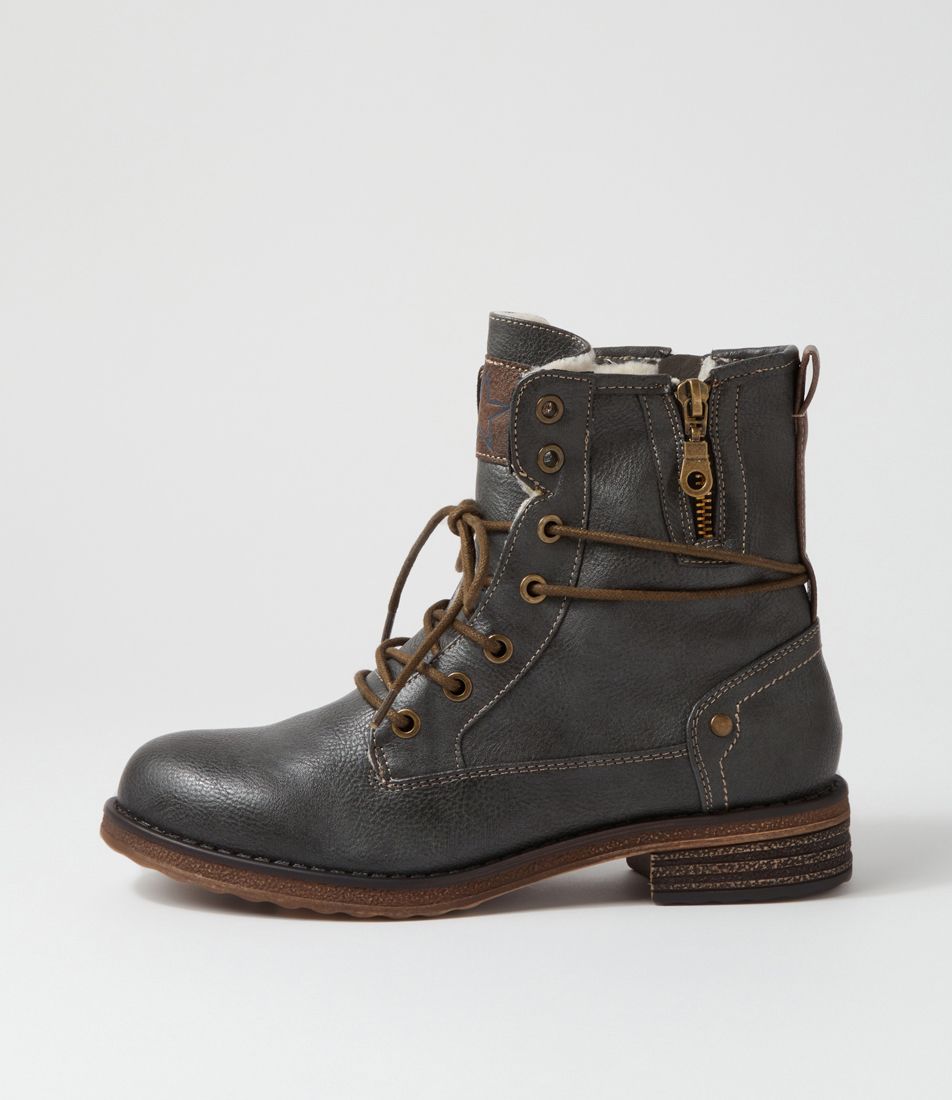 Miskeen Charcoal Lace Up Boots