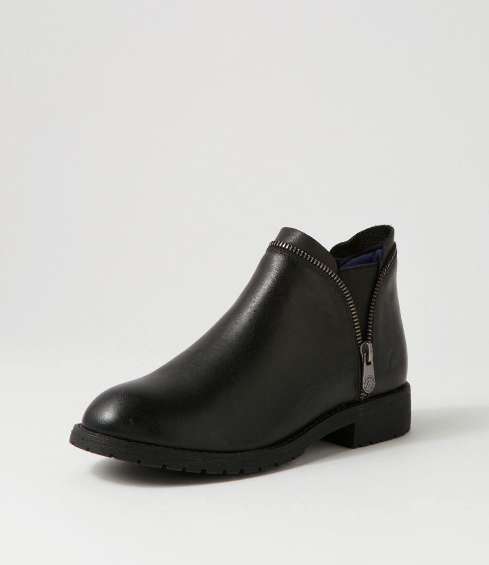 Kippsy Black Leather Ankle Boots