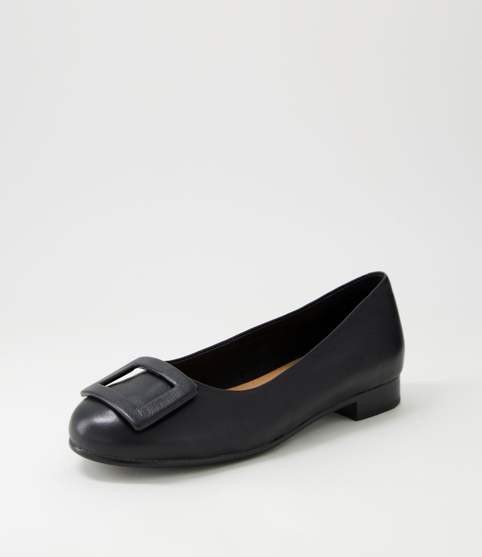 Koala Black Leather Flat Shoes