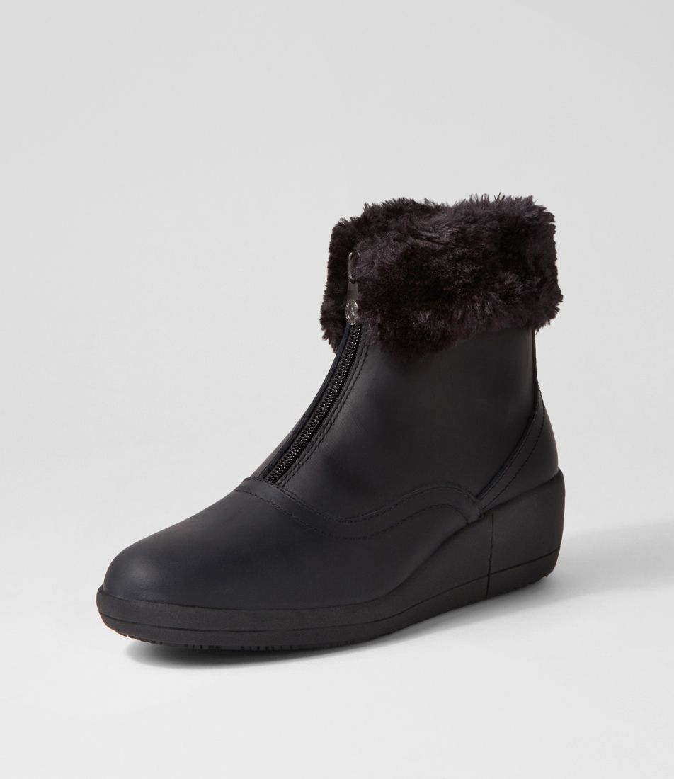Blessit Black Crazyhorse Fur Ankle Boots