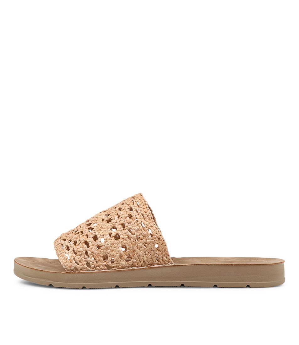 Mahara Natural Syn Raffia Slides
