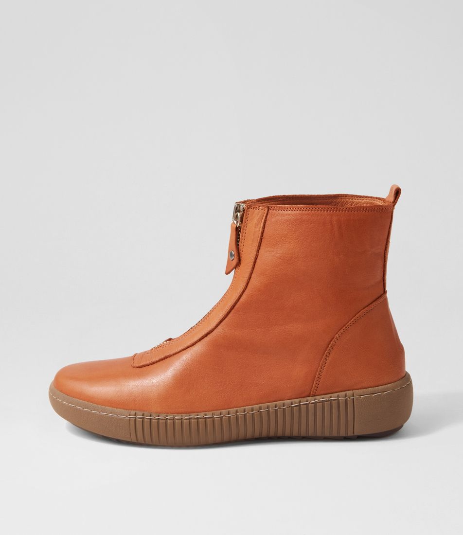 Reppie Tan Leather Ankle Boots