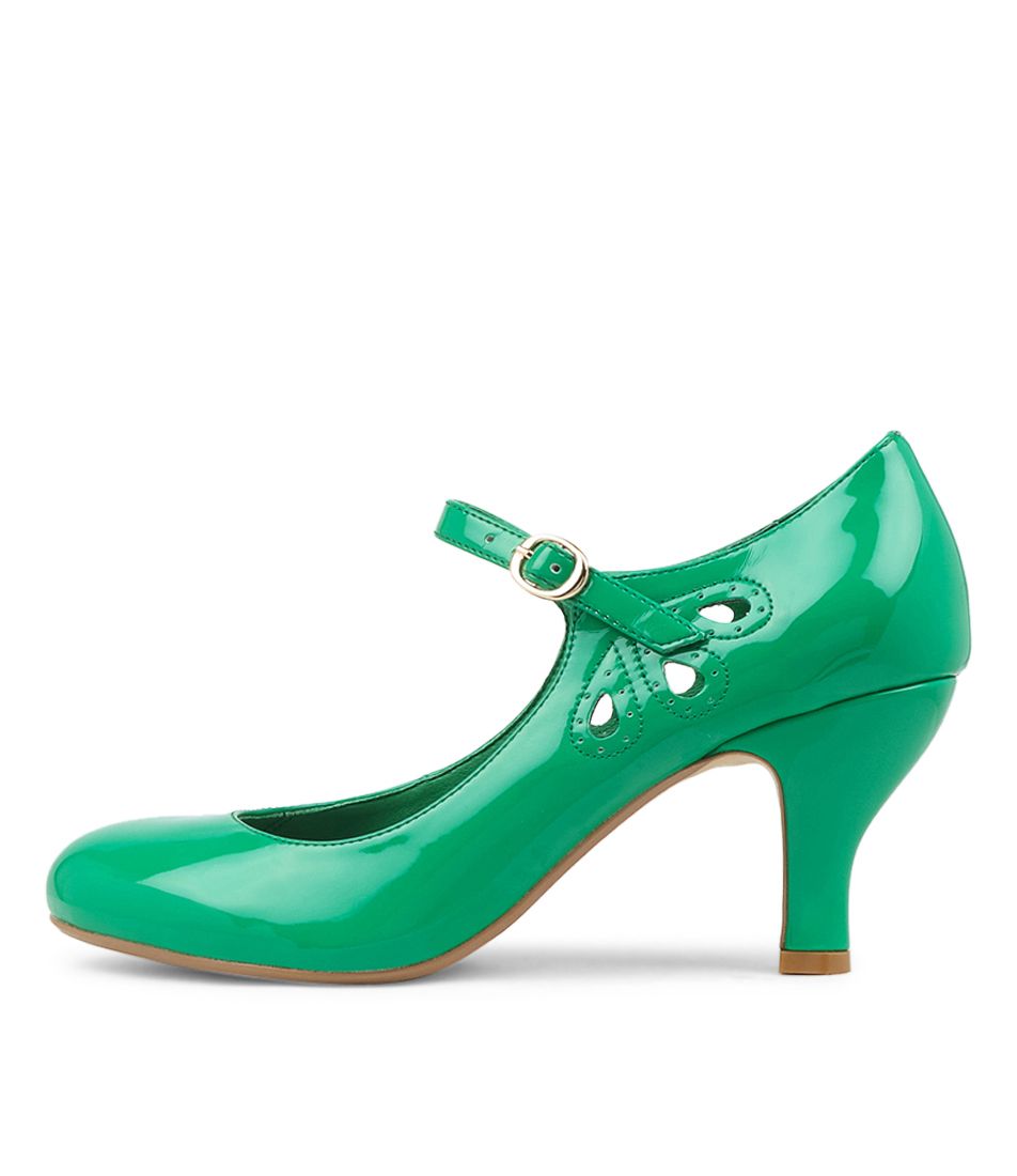 Mendy Green Patent Pu Mary Jane Heels
