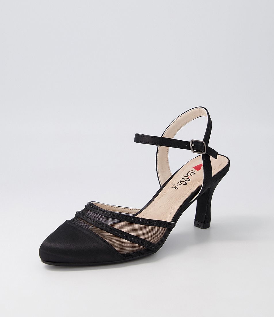 Demmee Black Satin Sandals