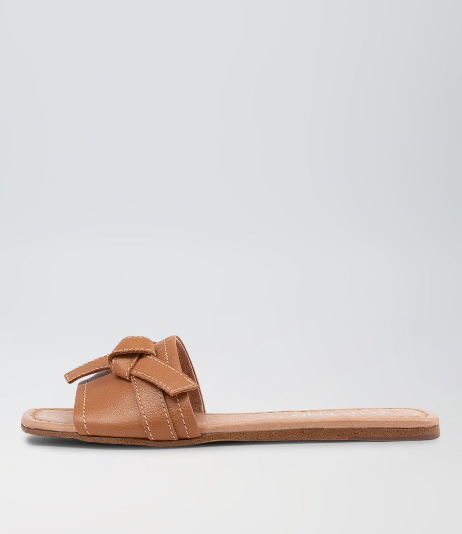 Langela Tan Leather Slides