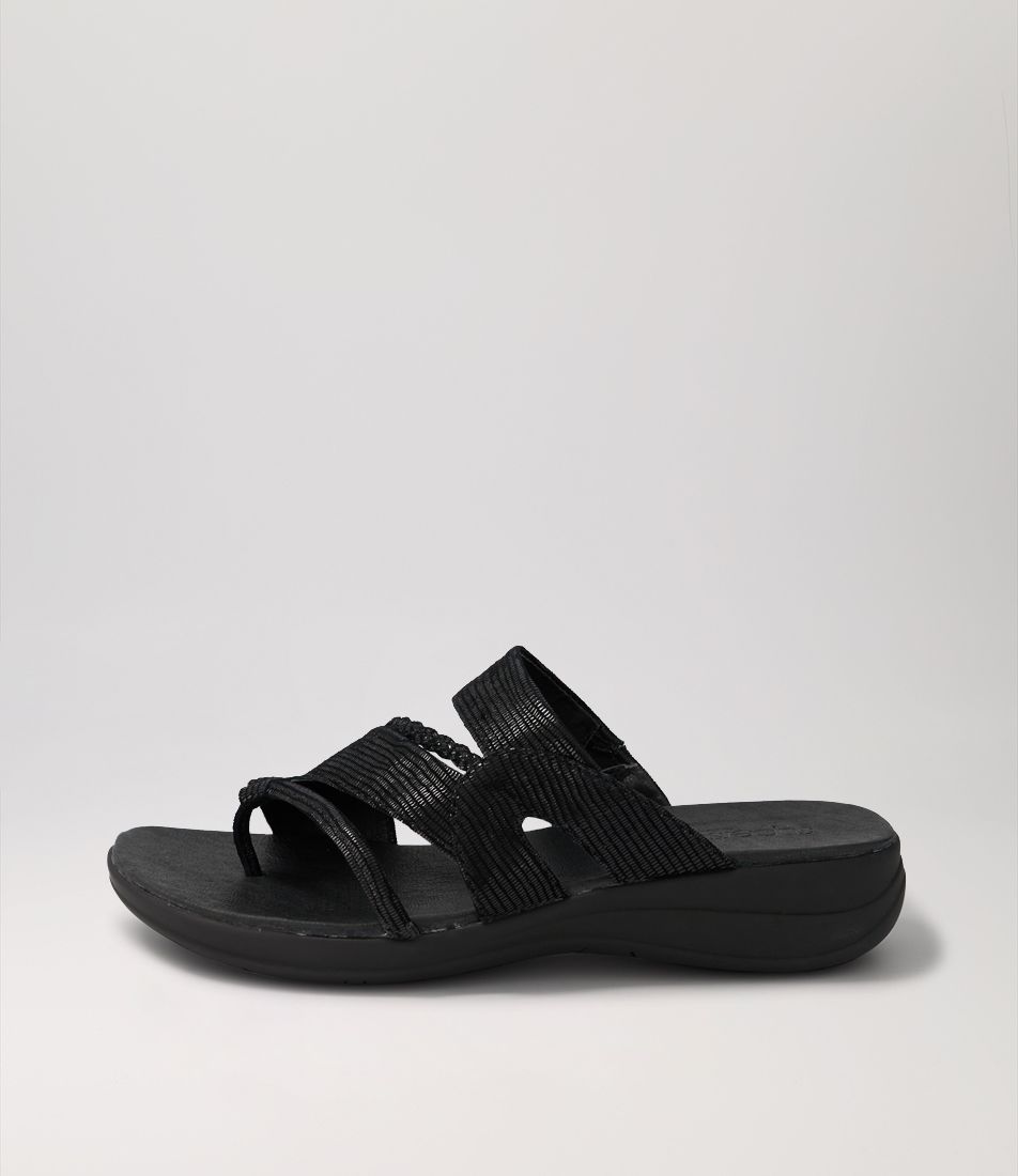 Mia Black Lizard Suede Sandals BS