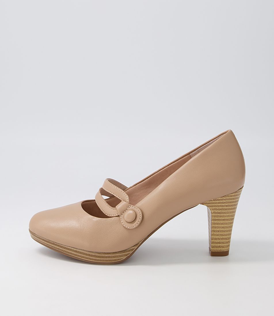 Sorina Nude Leather Mary Jane Heels