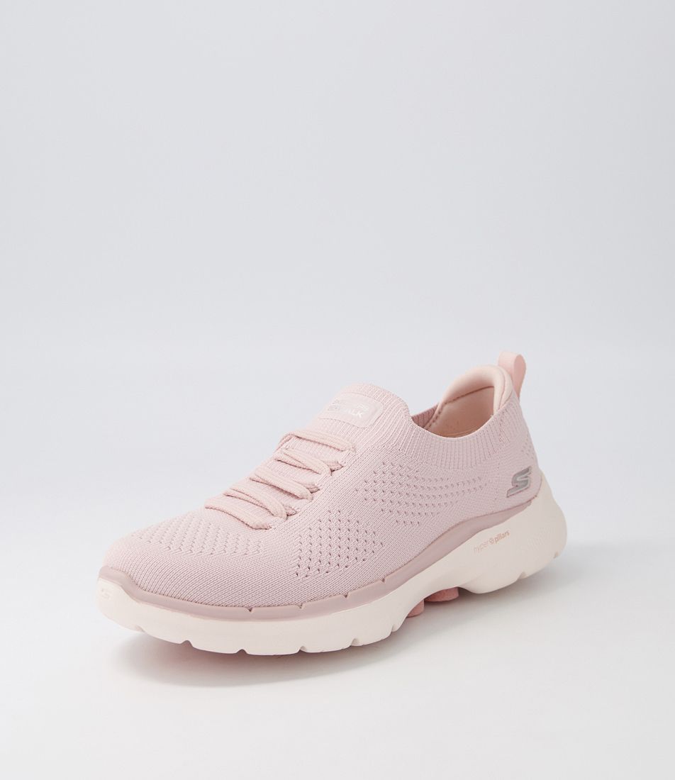 Go Walk 6 Light Pink Textile Sneakers