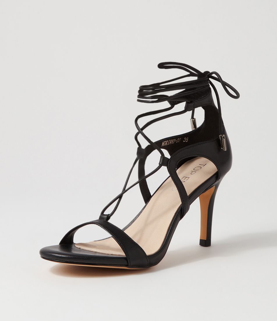Norinne Black Leather Sandals