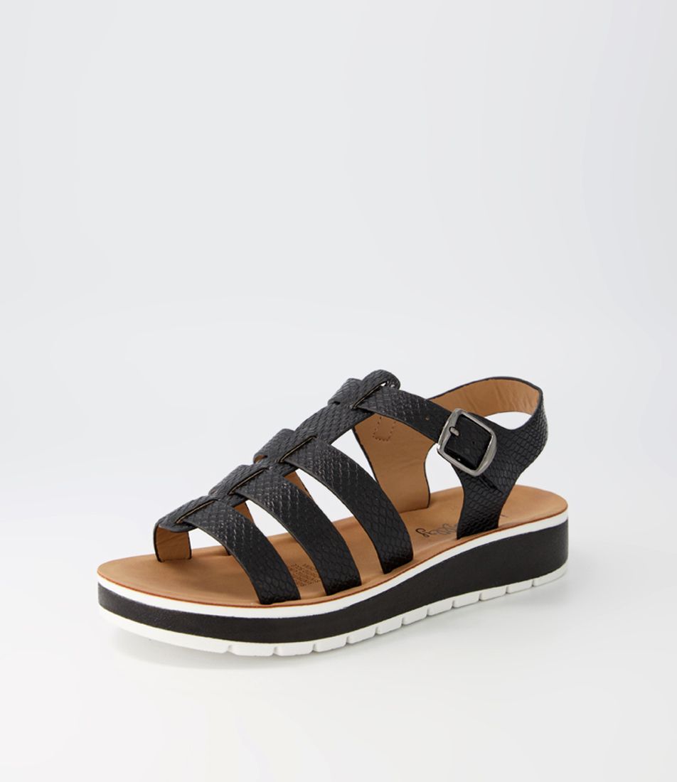 Eskanto Black Emboss Sandals
