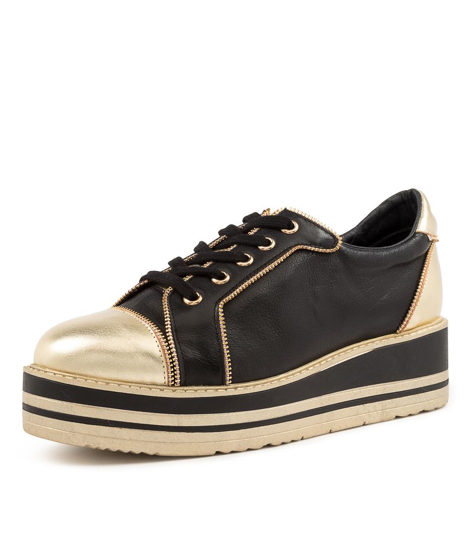 SAUSY TO PALE GOLD BLACK LEATHER