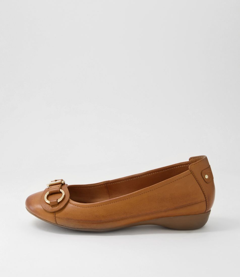 Elvina New Tan Leather Ballet Flats