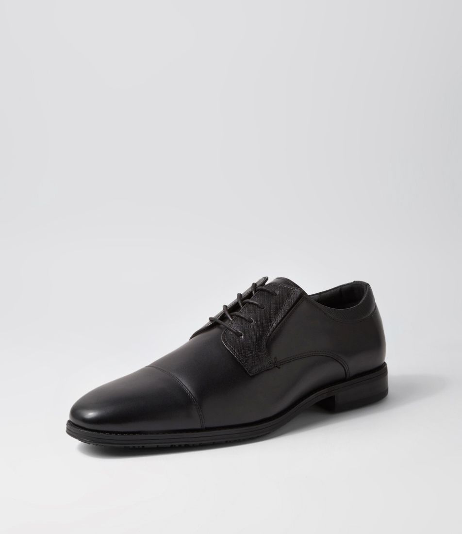 Validity Black Leather Lace Up Flats