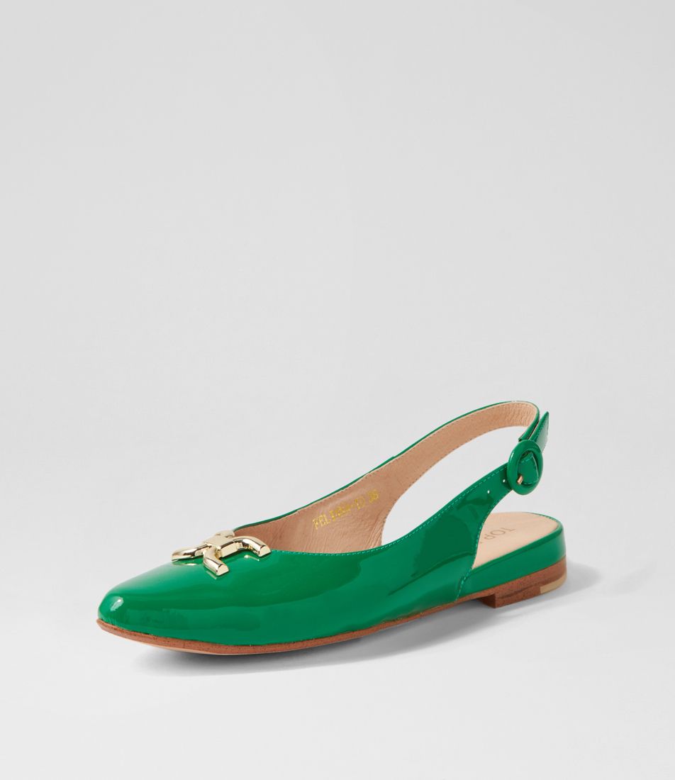 Felinna Emerald Patent Leather Flat Shoes