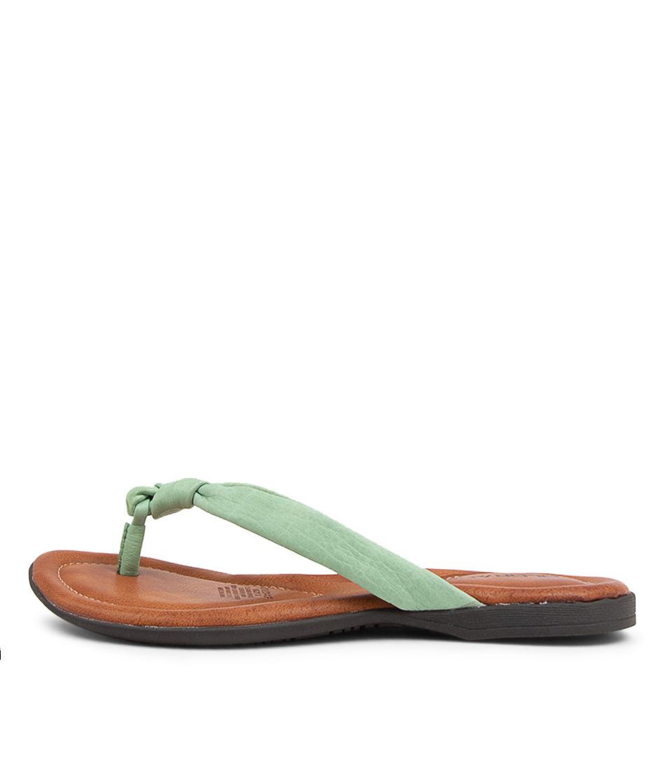 Kally Apple Green Leather Sandals