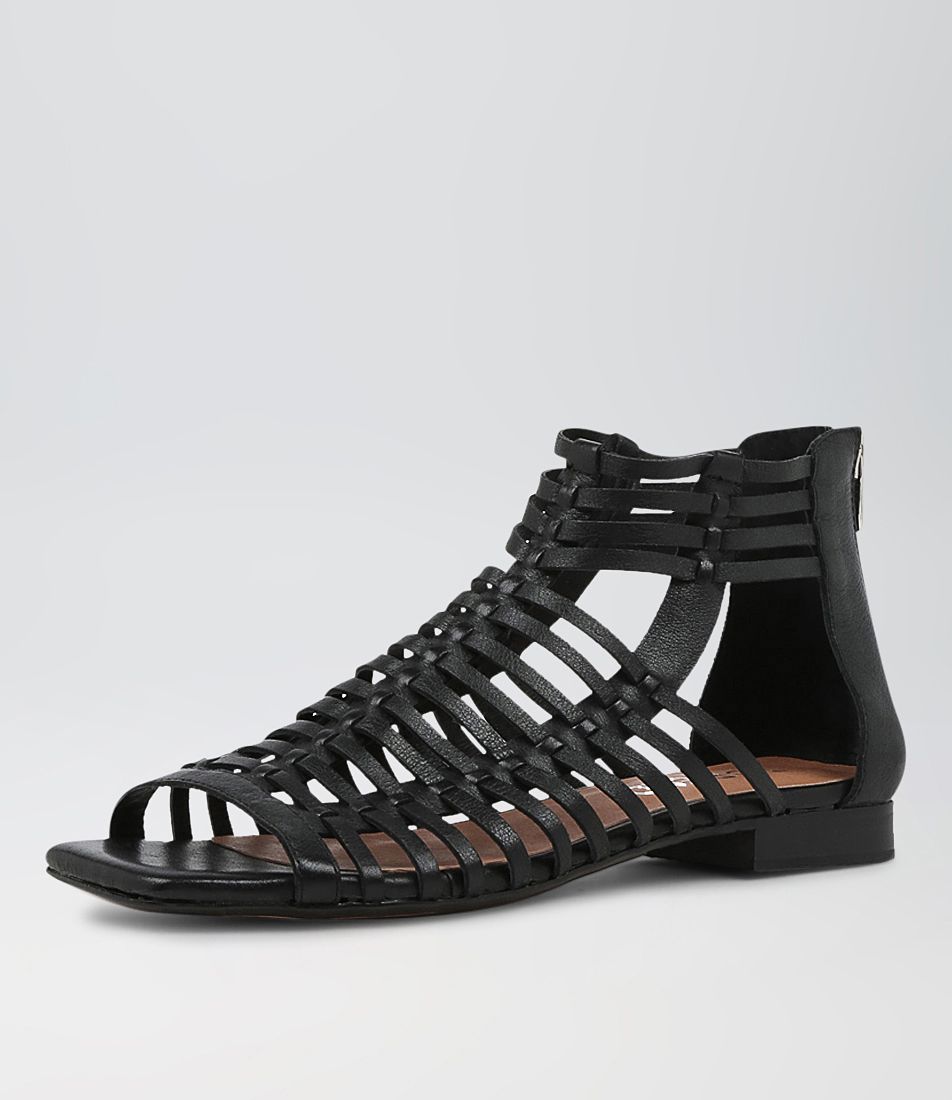 Kretta Black Leather Sandals