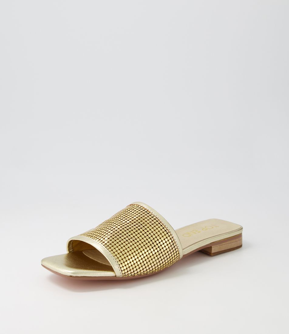 Koyner Gold Metal Leather Slides