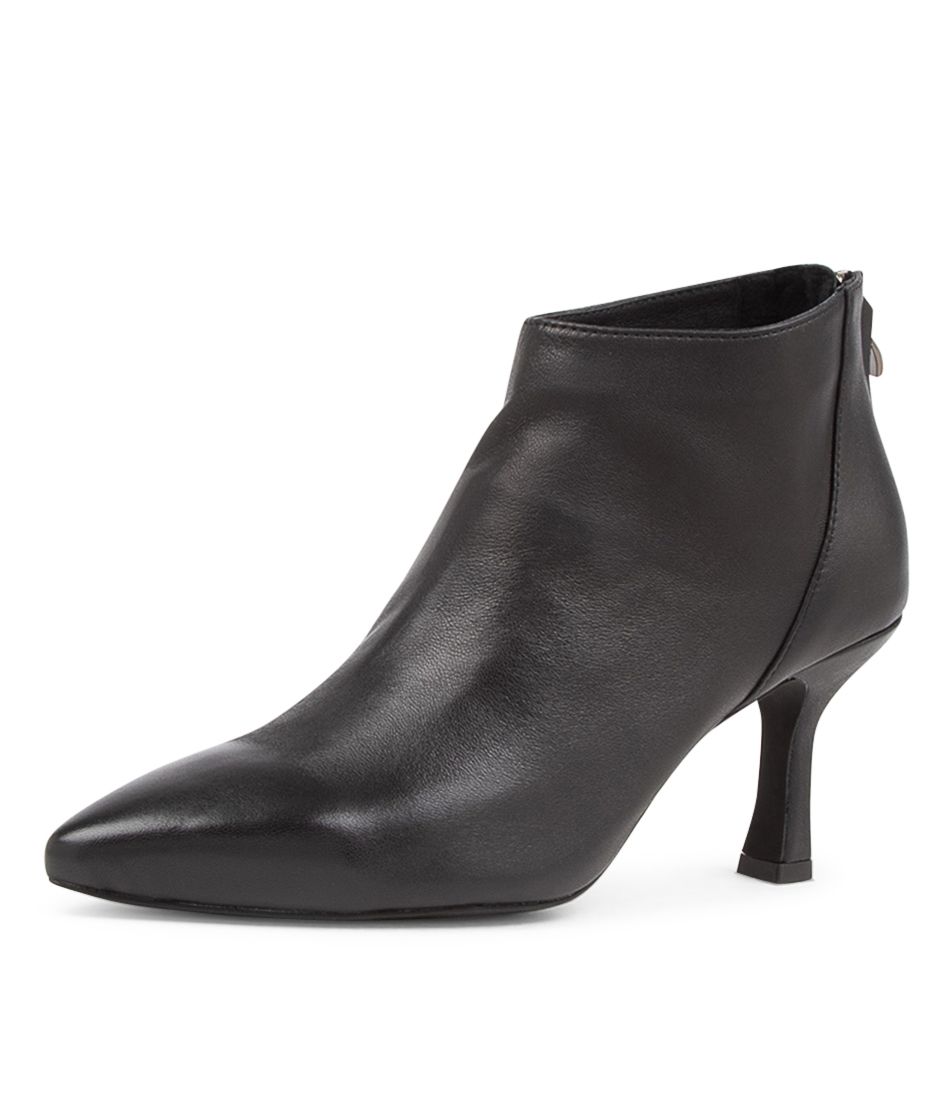 LARA Black Leather Ankle Boots