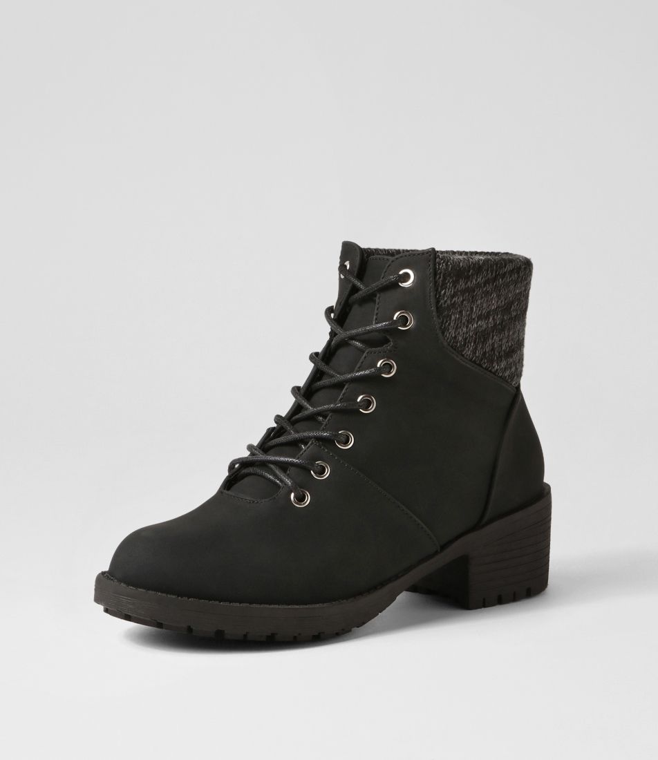 Asender Black Nubuck Pu Ankle Boots